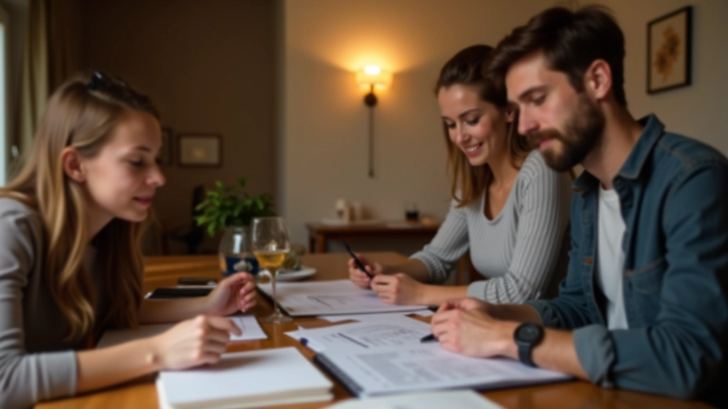 Rodina společně plánuje rodinný rozpočet u stolu